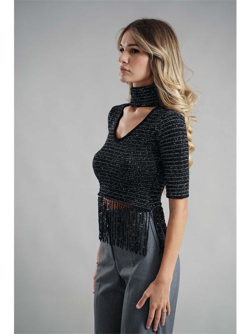 Maglia con frange Simona Corsellini | A25CEMGO5001NERO